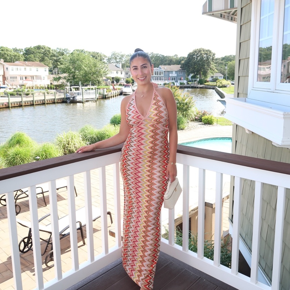 Express Multicolor Chevron Halter Maxi Dress